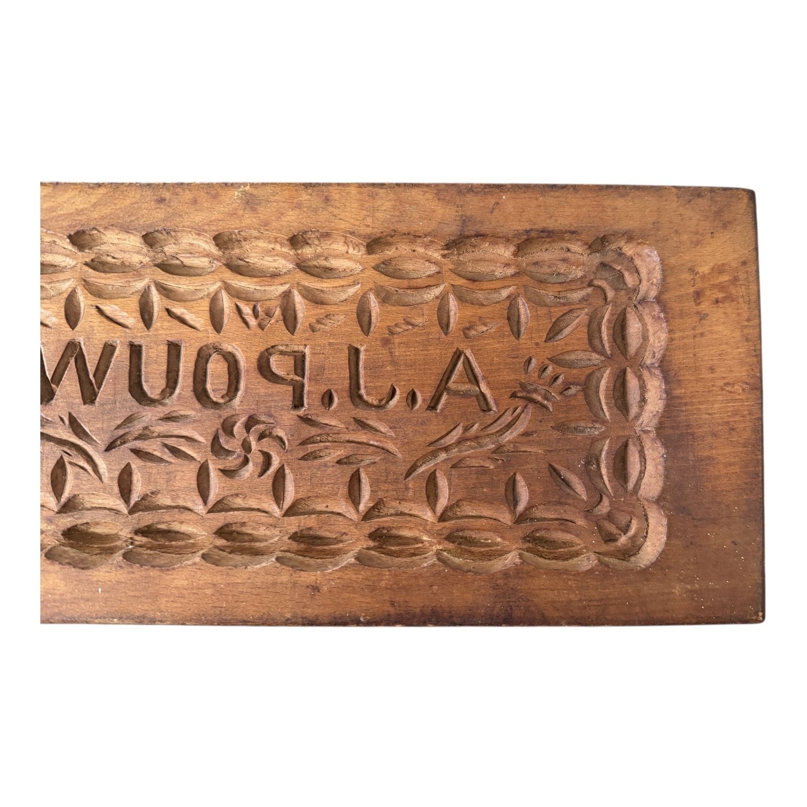 Antique Folk Art Carved Wooden Cake Butter Print Mold - Pennsylvania Dutch