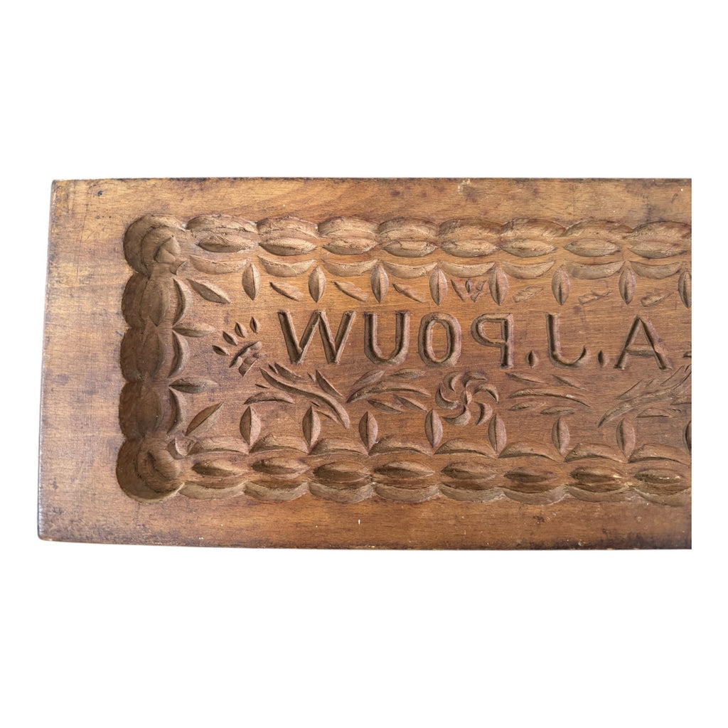 Antique Folk Art Carved Wooden Cake Butter Print Mold - Pennsylvania Dutch