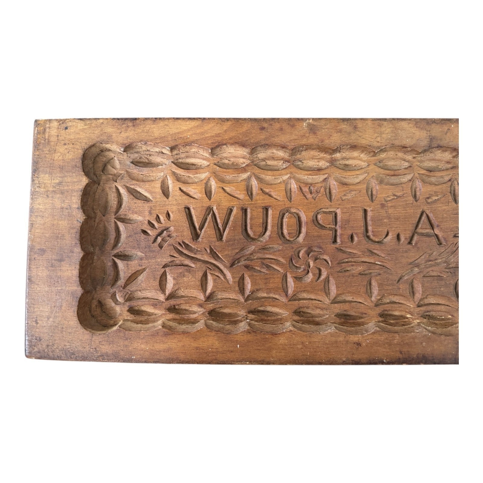 Antique Folk Art Carved Wooden Cake Butter Print Mold - Pennsylvania Dutch