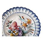 Vintage Bassano Italian Majolica Hand Painted Floral Hanging Plate