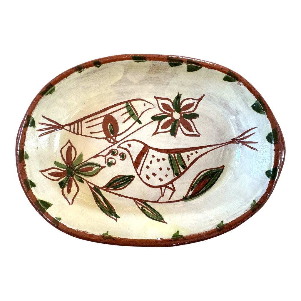 Vintage Keyser Pennsylvania German Sgraffito Redware Dish - Bird Design