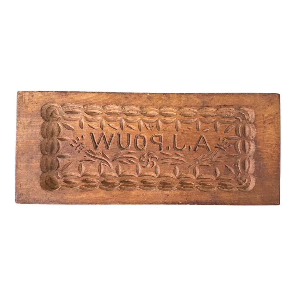 Antique Folk Art Carved Wooden Cake Butter Print Mold - Pennsylvania Dutch