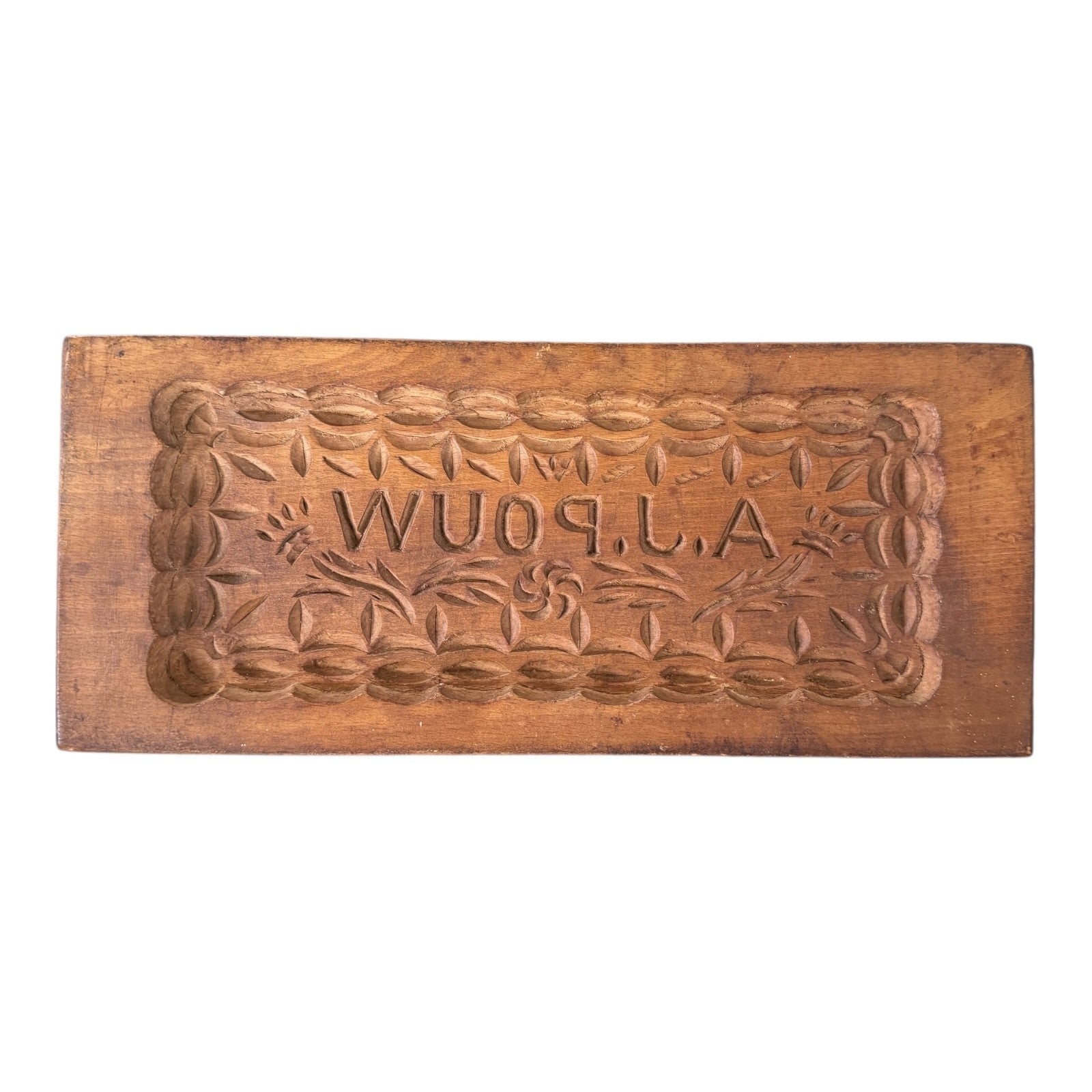 Antique Folk Art Carved Wooden Cake Butter Print Mold - Pennsylvania Dutch