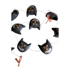 Vintage Primitive Folk Art Halloween Black Cat Face Garland - Hand Painted