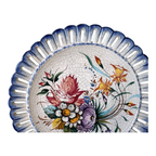 Vintage Bassano Italian Majolica Hand Painted Floral Hanging Plate
