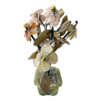Vintage Chinese Carved Jade and Agate Bonsai Flower Tree Sculpture