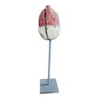 Antique Hand Carved Folk Art Painted Wood Crab Lobster Trap Buoy on Stand