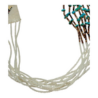 Vintage Native American Beaded Necklace - Turquoise Beads & Sterling Silver Tips