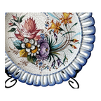 Vintage Bassano Italian Majolica Hand Painted Floral Hanging Plate