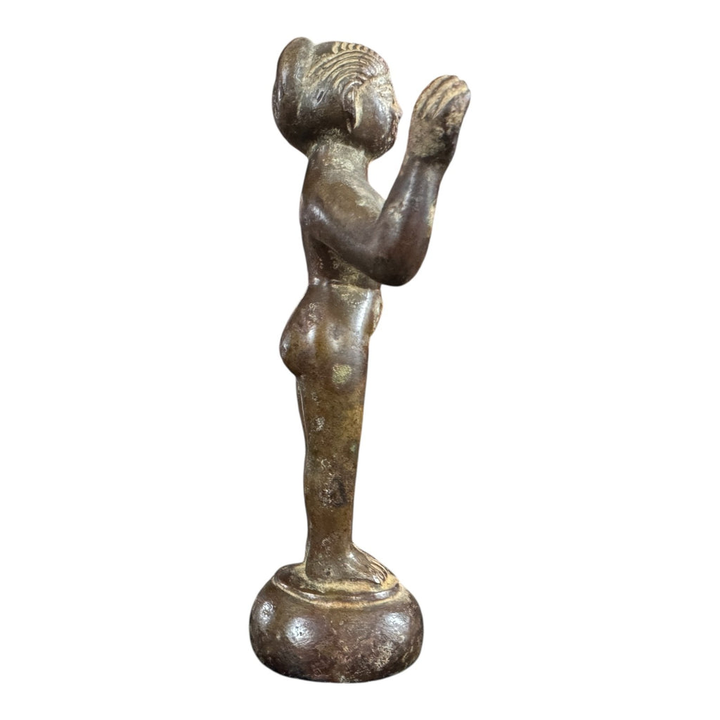 Antique Indian Bronze Standing Female Woman Figure Sculpture