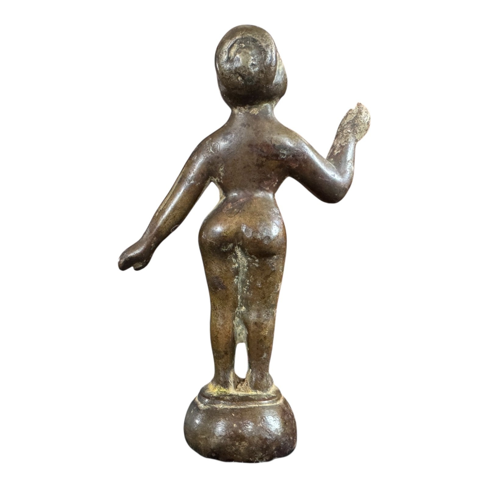 Antique Indian Bronze Standing Female Woman Figure Sculpture