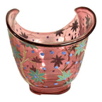 Antique Moser Hand Painted Floral with Birds Cranberry Glass Centerpiece Bowl