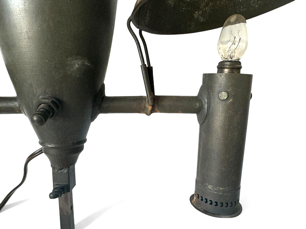 Antique Industrial Student Desk Lamp Double Shade Central Font Metal Lamp