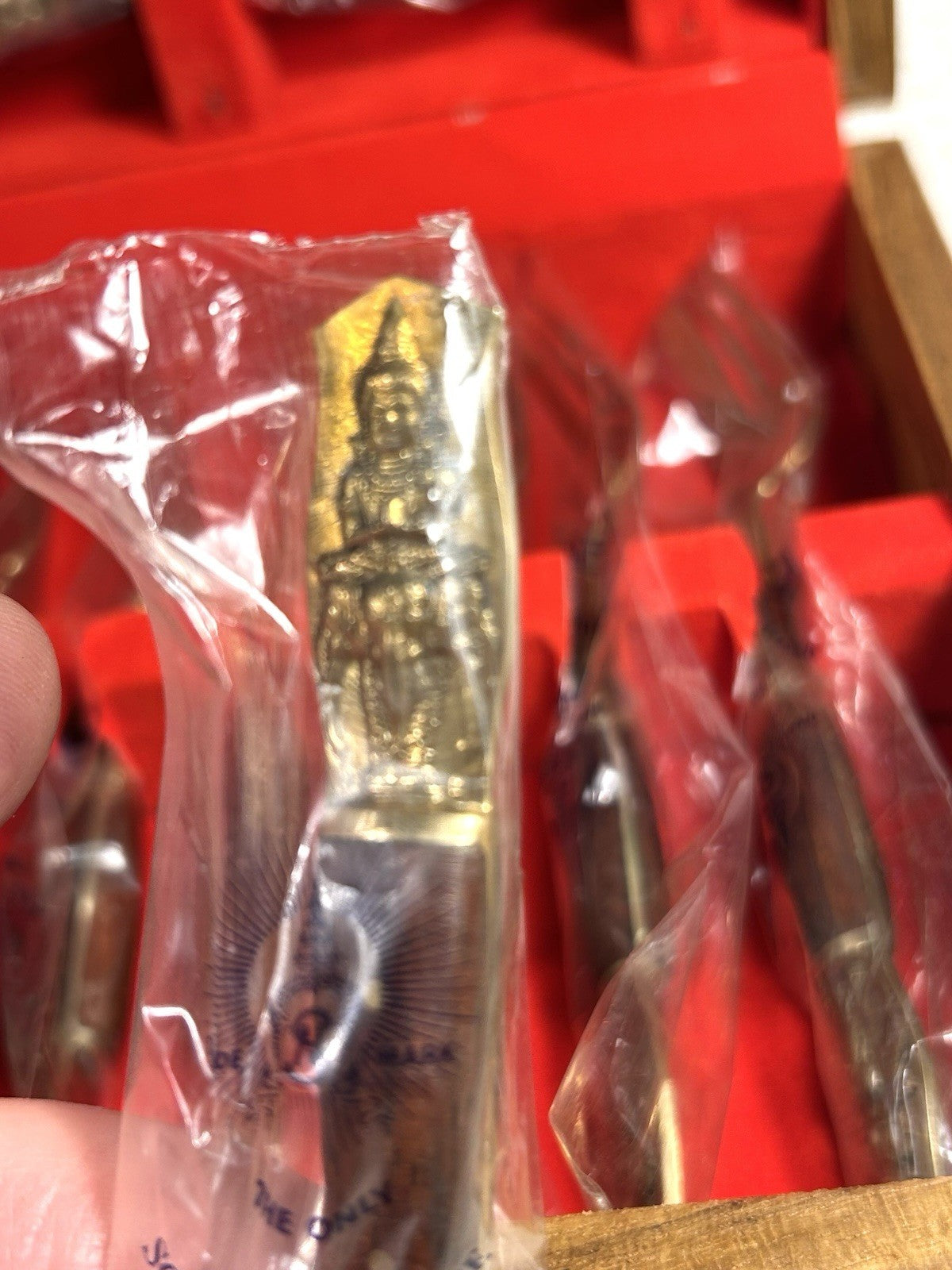 Vintage Thai Buddha Nickel Bronze Dessert Set - New in Box