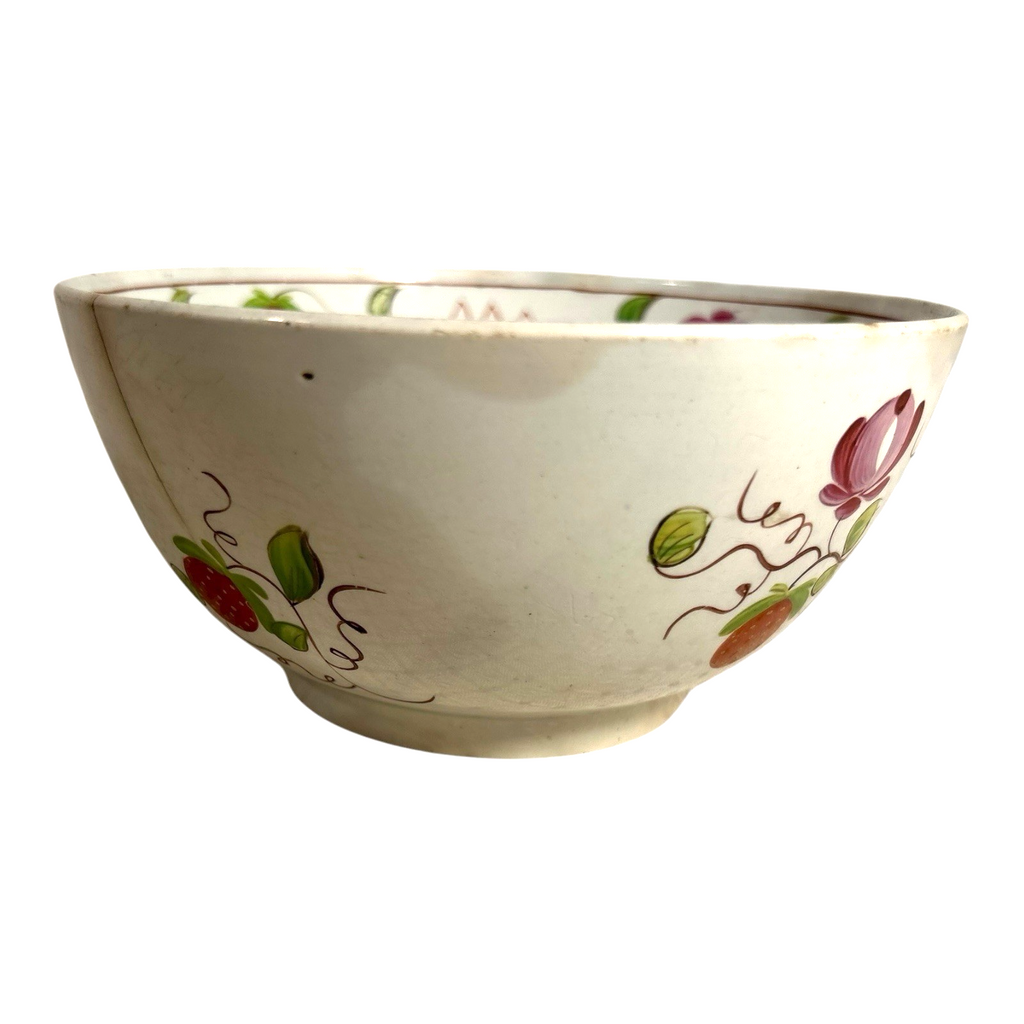 Antique Gaudy Dutch Kings Rose Strawberry Pearlware Bowl