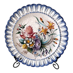 Vintage Bassano Italian Majolica Hand Painted Floral Hanging Plate