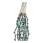 Vintage Native American Beaded Necklace - Turquoise Beads & Sterling Silver Tips