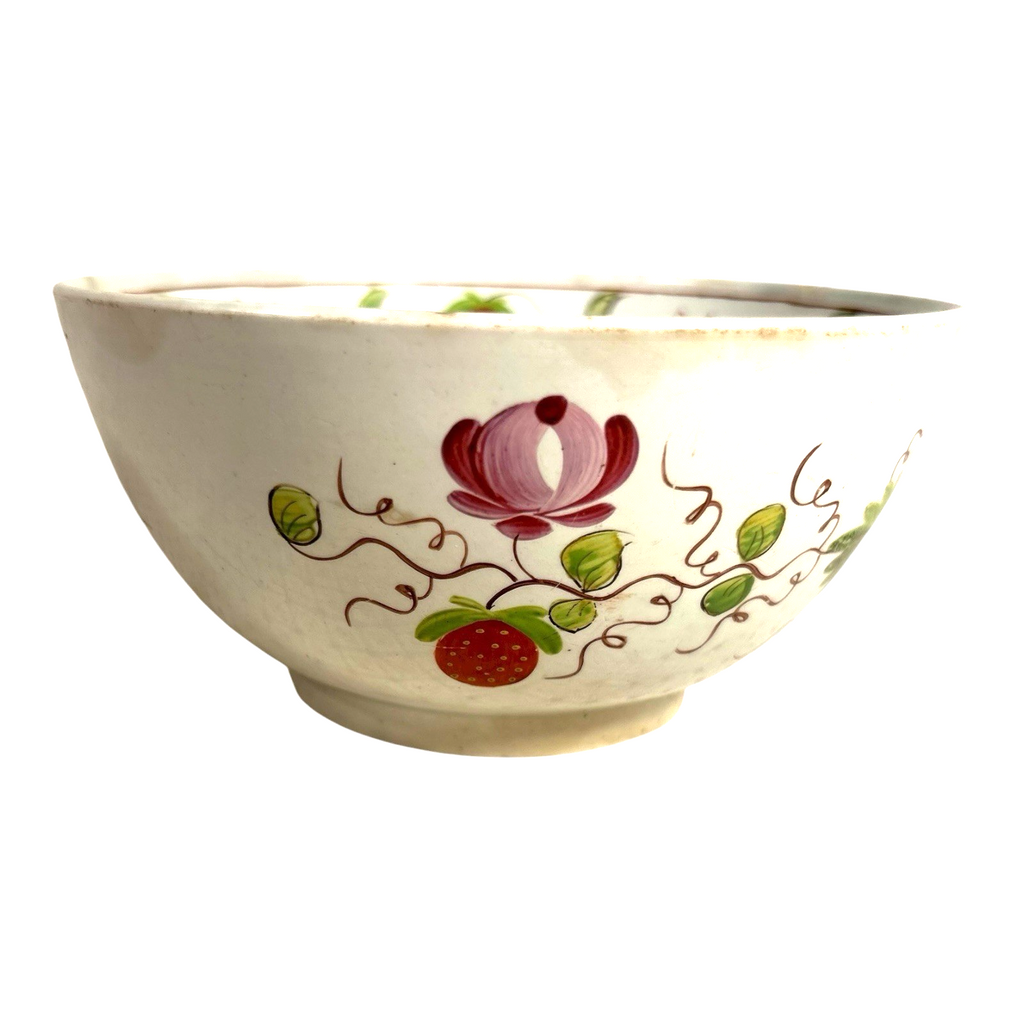Antique Gaudy Dutch Kings Rose Strawberry Pearlware Bowl