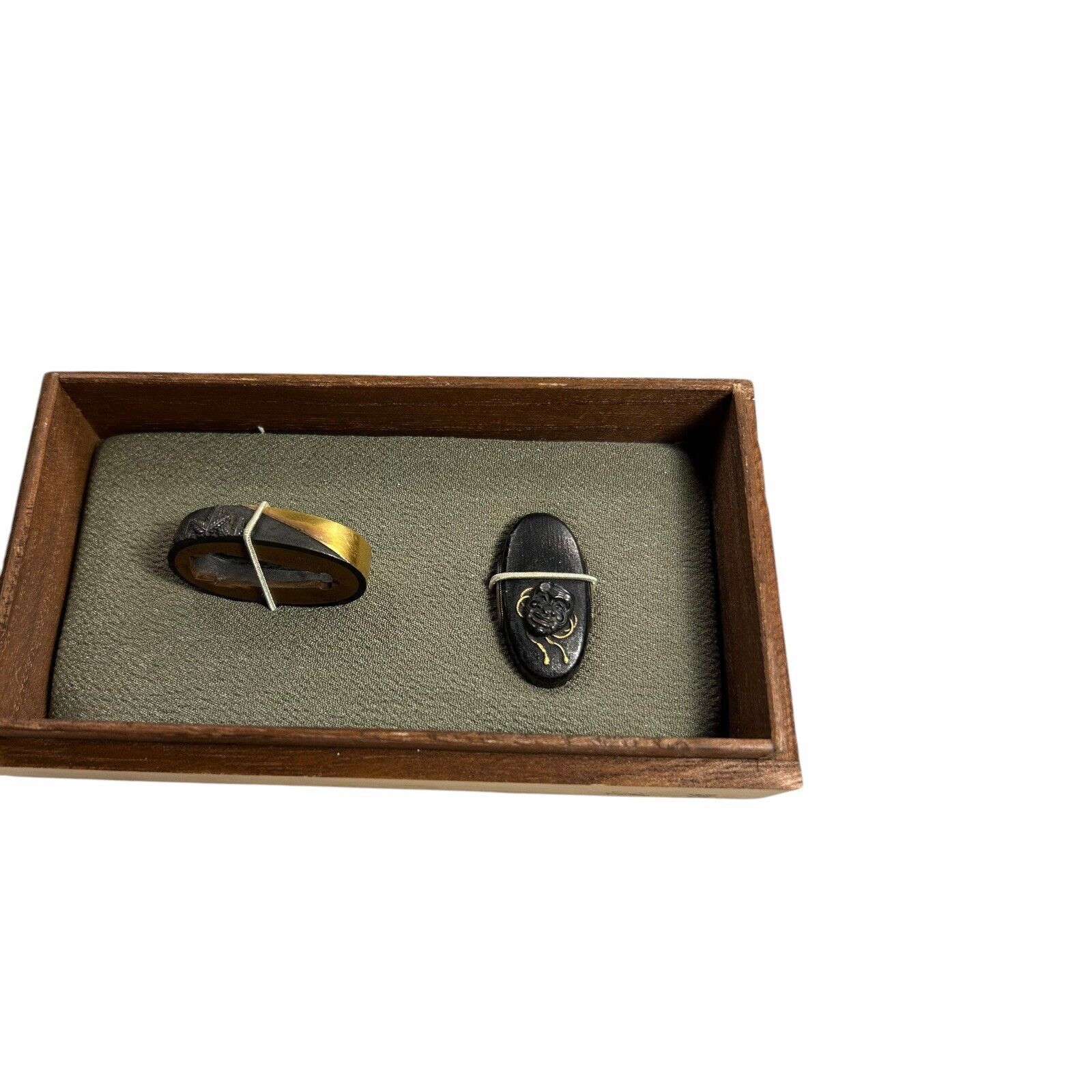 Antique Edo Period Signed Fuchi Kashira Set Okina Design with NBK Certificate