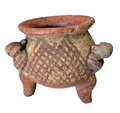 Antique Pre-Columbian Primitive Handmade Terracotta Tripod Bowl