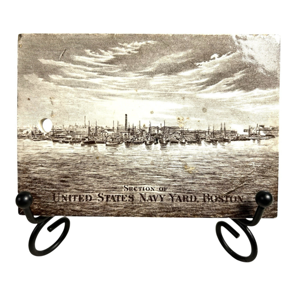 Antique Wedgwood 1917 Calendar Advertising Tile US Navy Yard Boston
