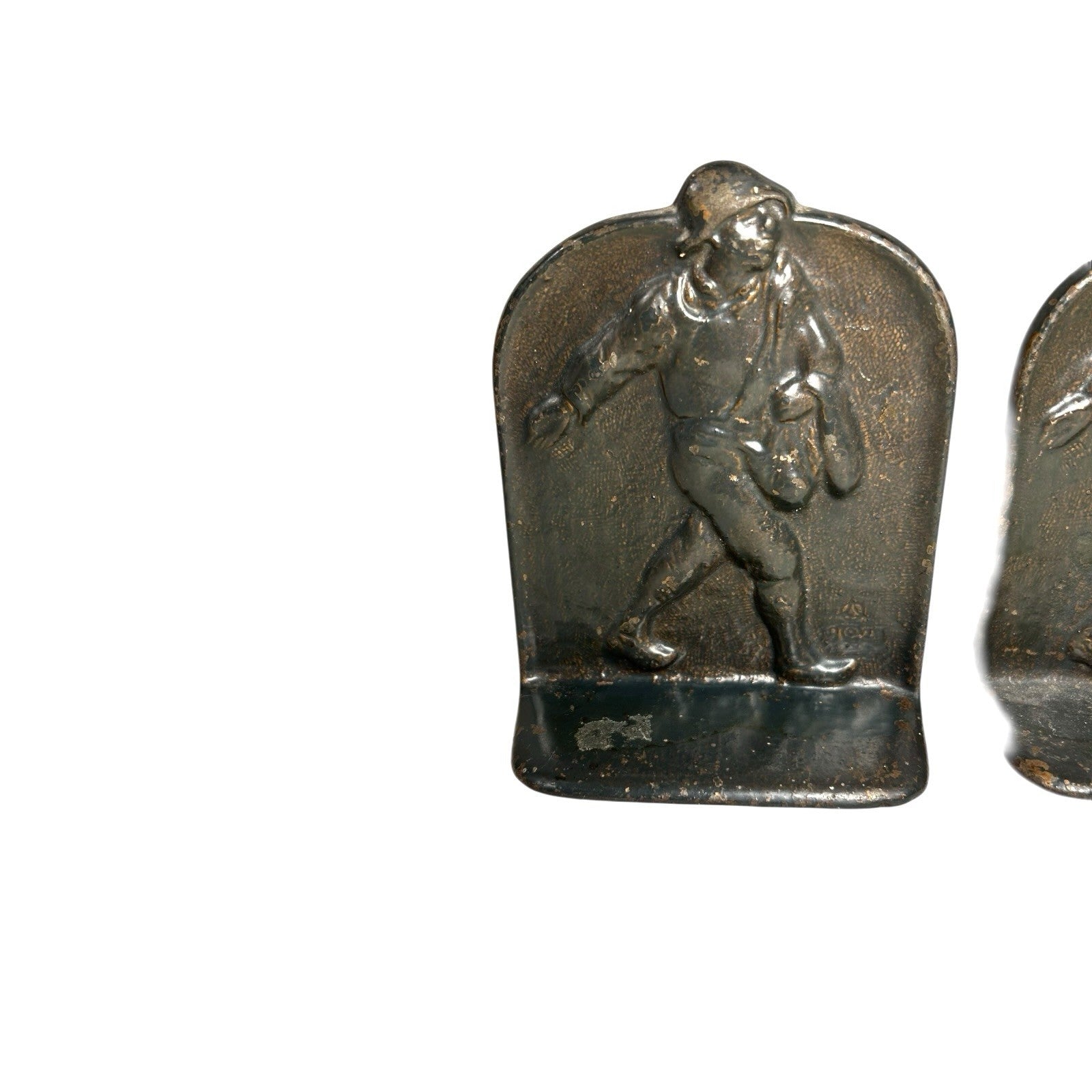 Antique Cast Iron Johnny Appleseed The Sower Bookends Made by Decorative Arts Le