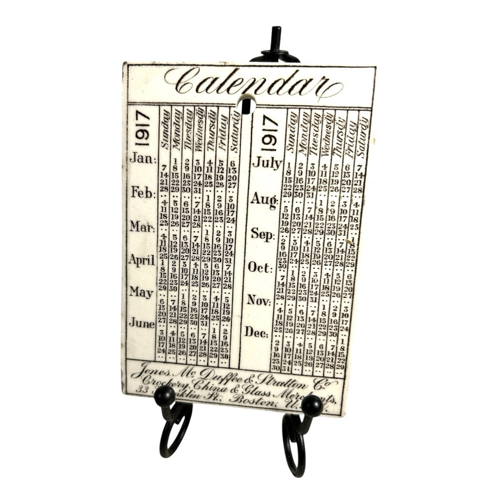 Antique Wedgwood 1917 Calendar Advertising Tile US Navy Yard Boston