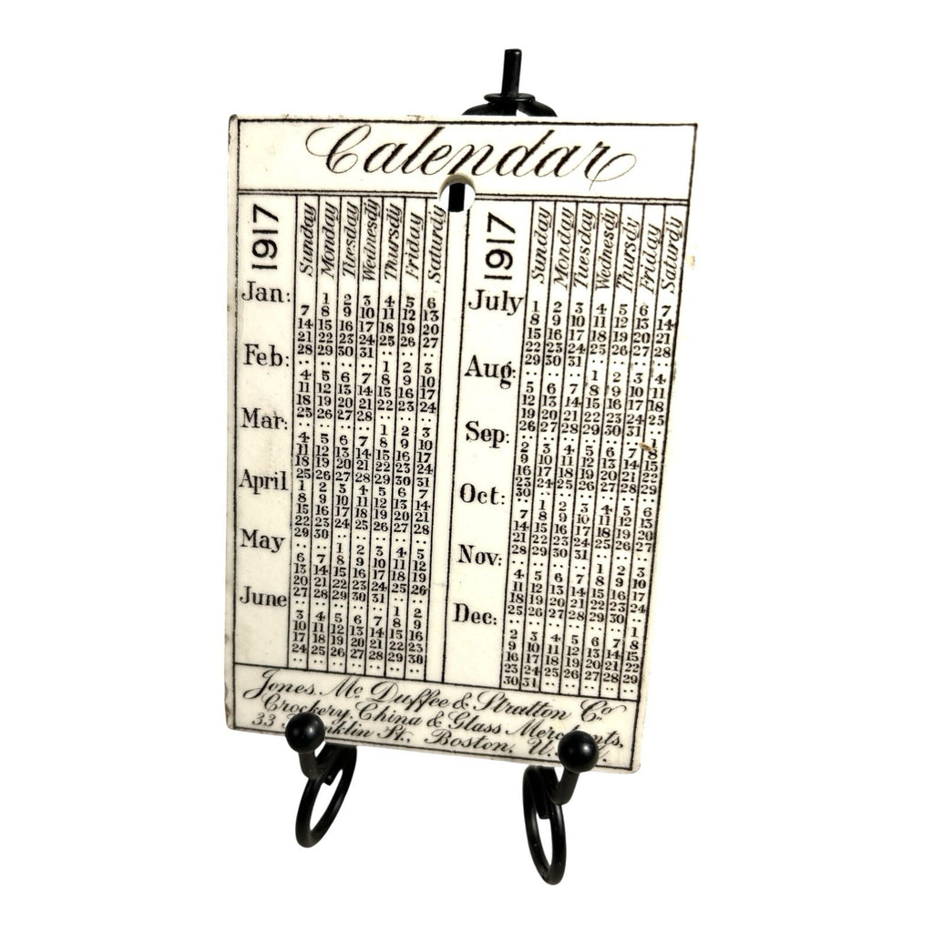 Antique Wedgwood 1917 Calendar Advertising Tile US Navy Yard Boston