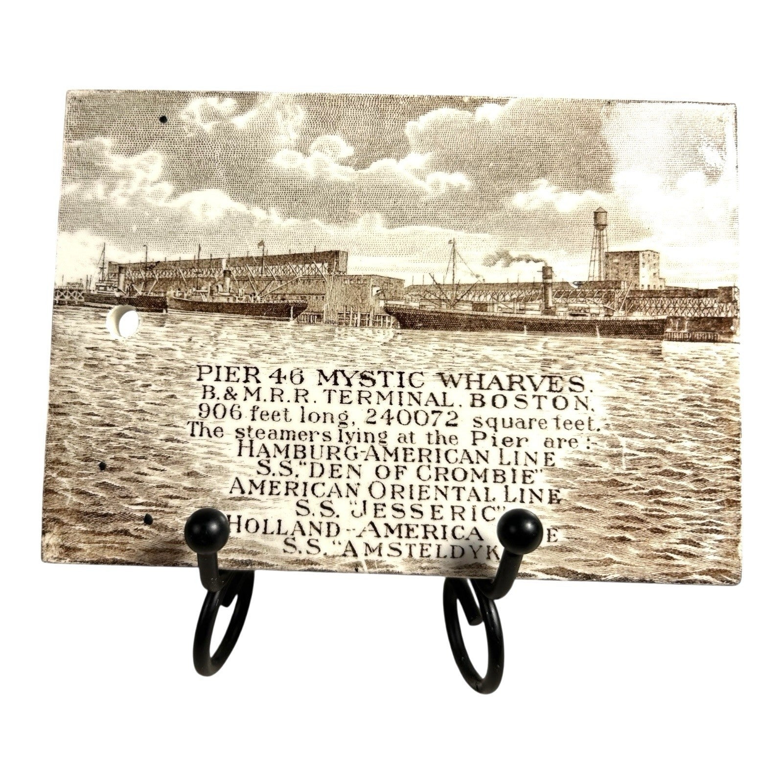 Antique Wedgwood Advertising Calendar Tile - 1913 Boston Pier 46