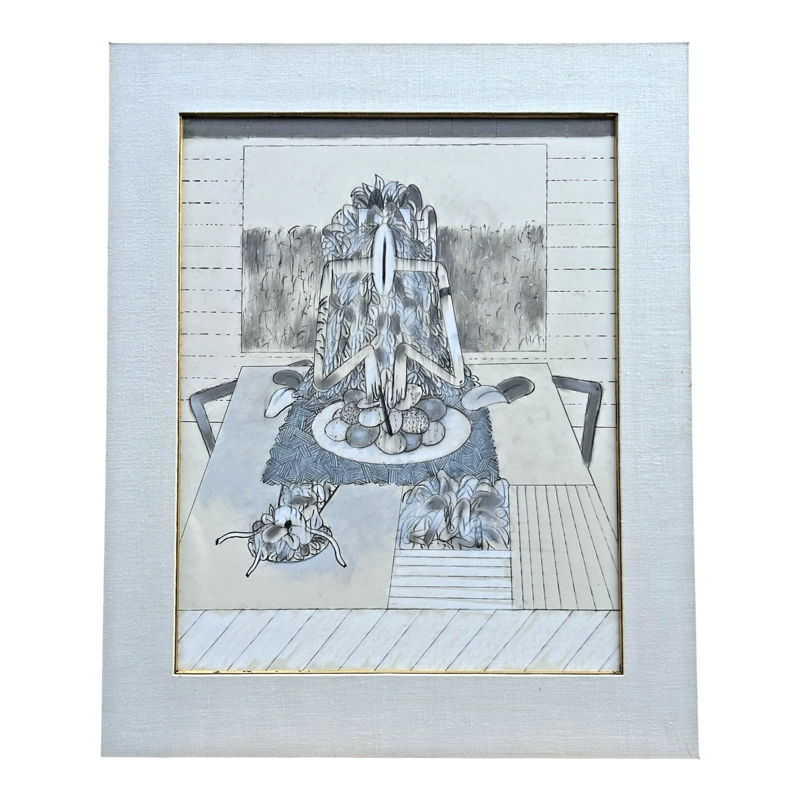 Vintage Original Mid Century Surrealist Pencil & Pastel Drawing - Kerig Pope