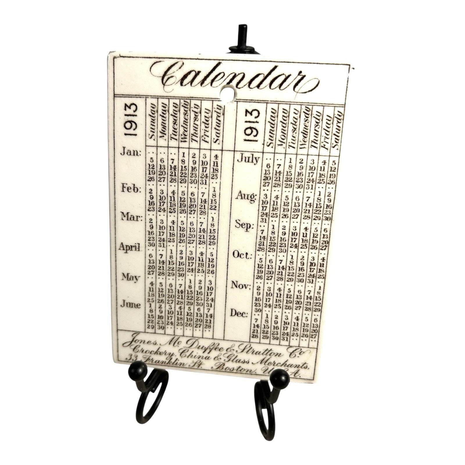 Antique Wedgwood Advertising Calendar Tile - 1913 Boston Pier 46