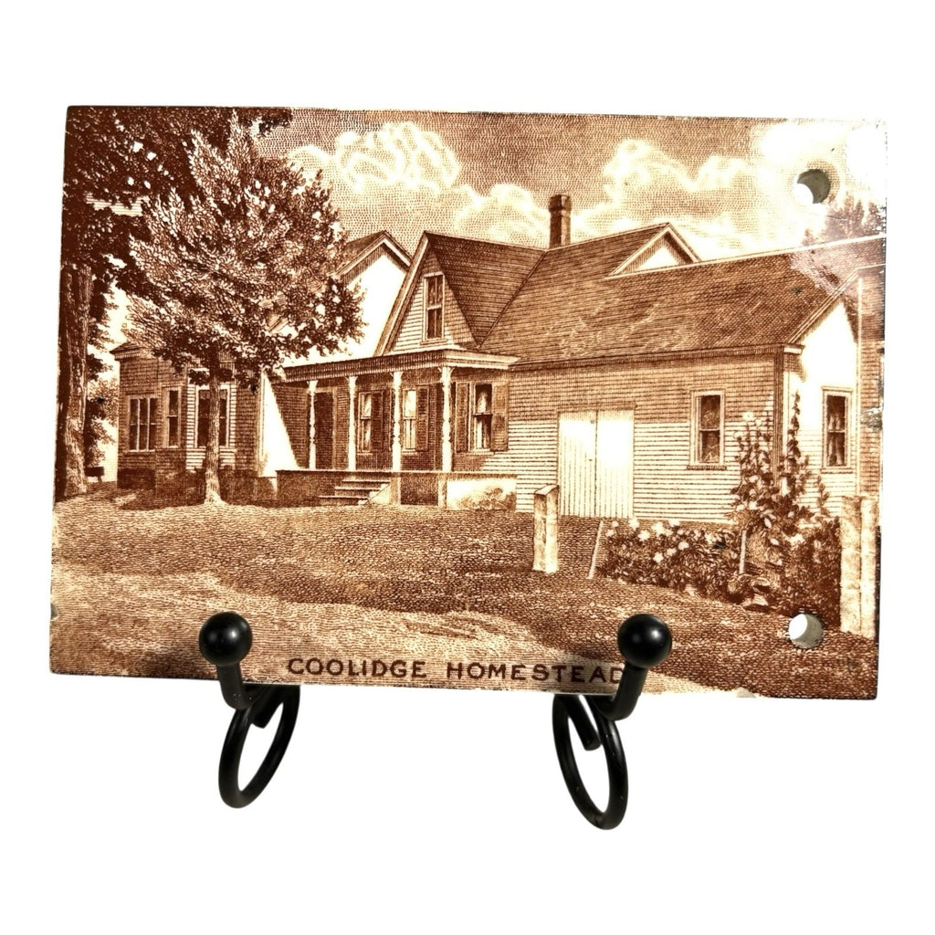 Antique Wedgwood 1926 Calendar Advertising Tile Coolidge Homestead