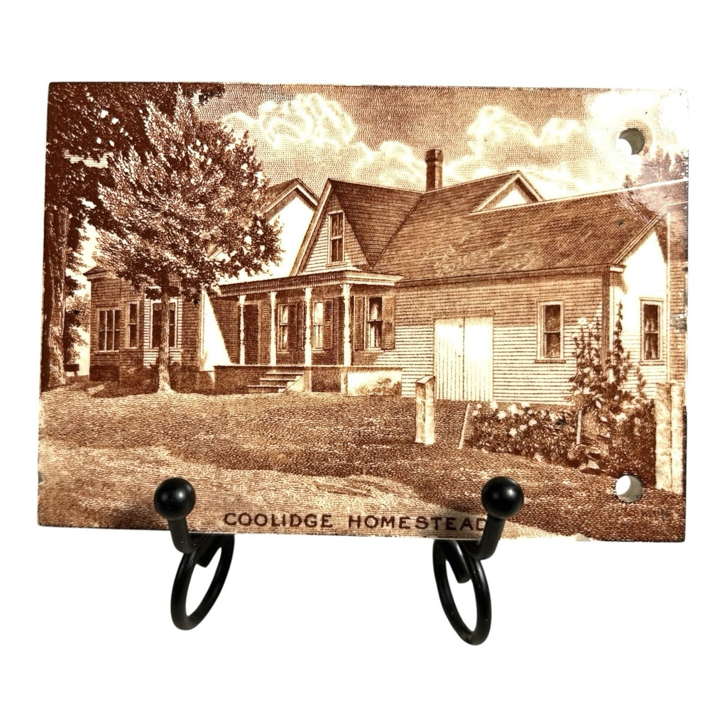 Antique Wedgwood 1926 Calendar Advertising Tile Coolidge Homestead
