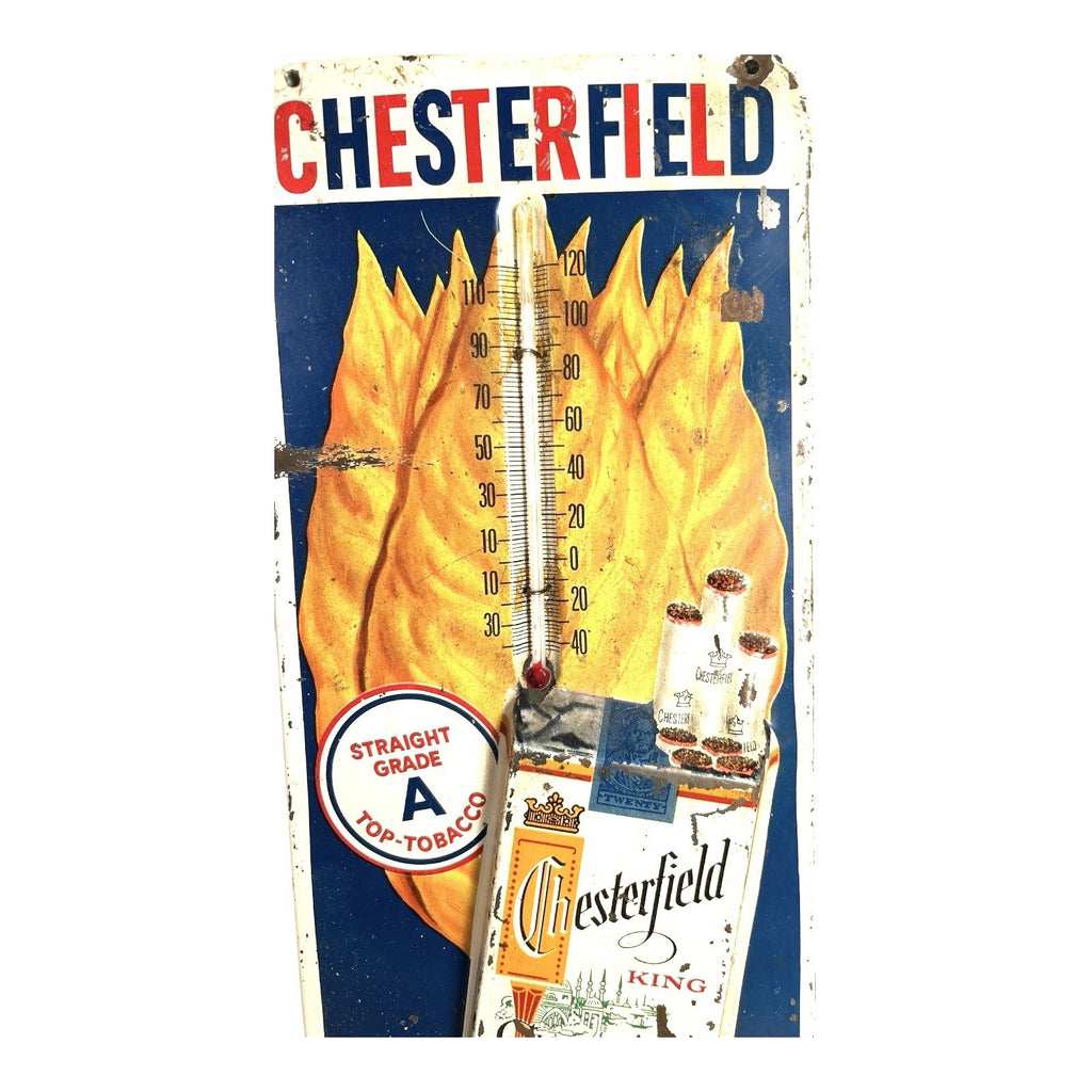 Antique Chesterfield Cigarettes Advertising Thermometer - Working - Tobacco Ad