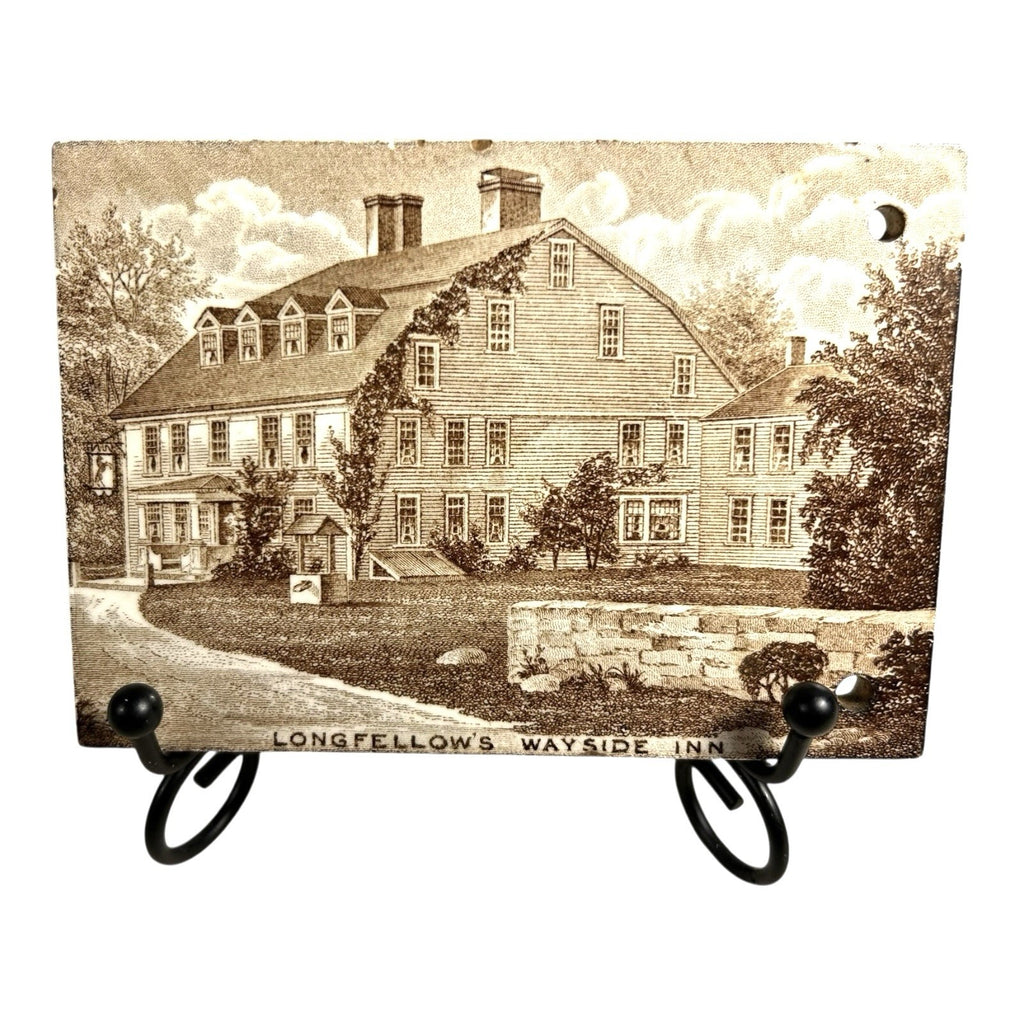 Antique Wedgwood 1927 Calendar Advertising Tile Longfellow's Wayside Inn Boston