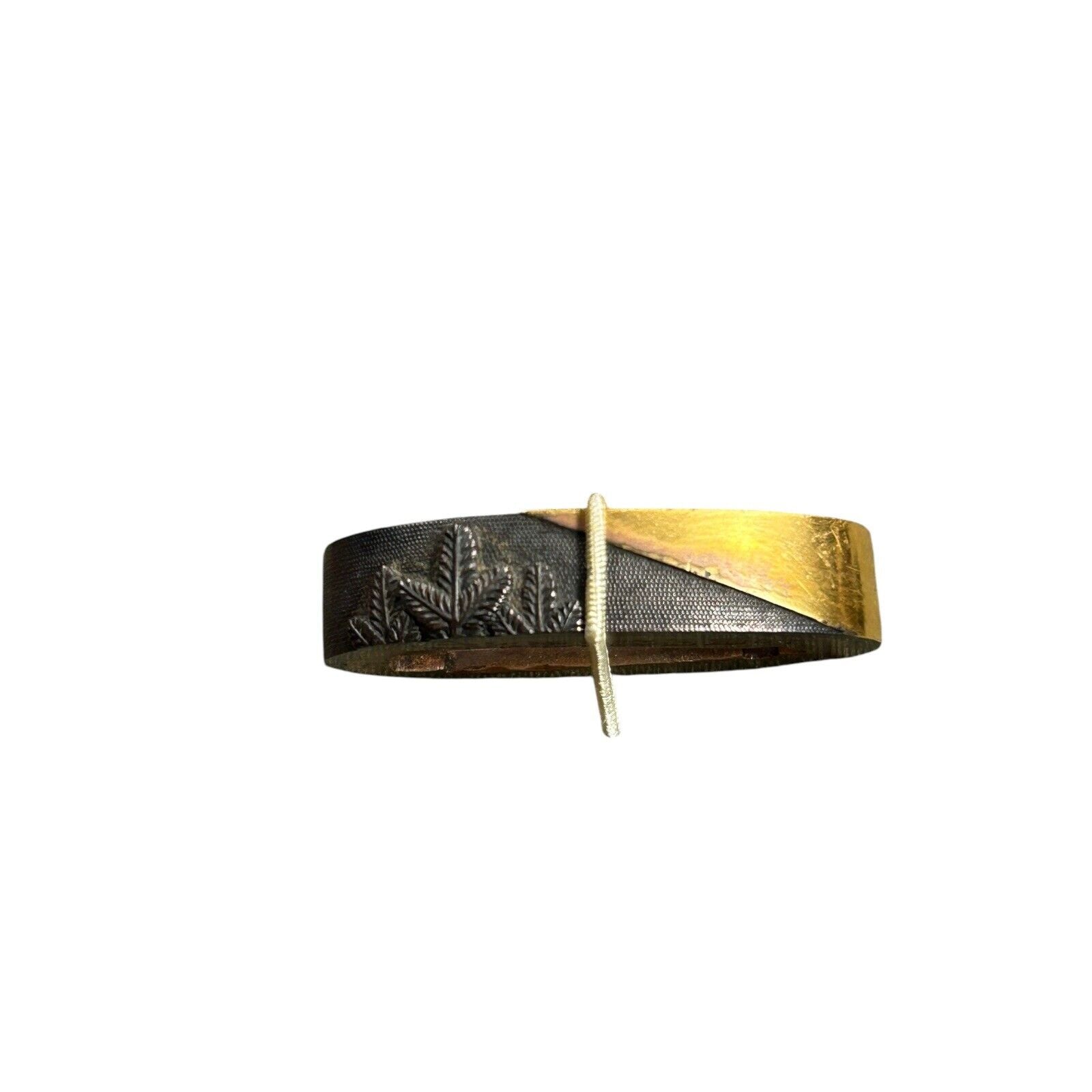 Antique Edo Period Signed Fuchi Kashira Set Okina Design with NBK Certificate