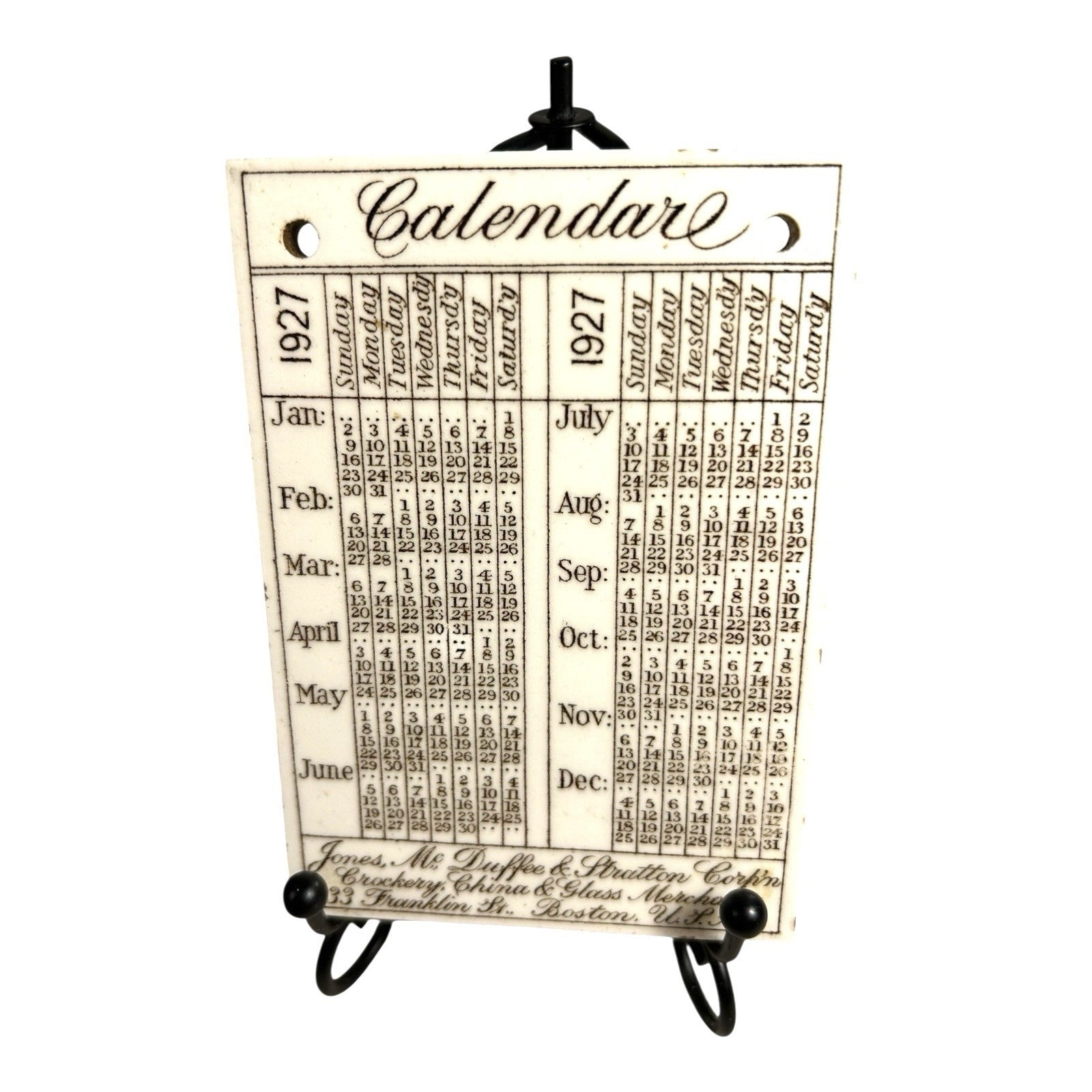 Antique Wedgwood 1927 Calendar Advertising Tile Longfellow's Wayside Inn Boston