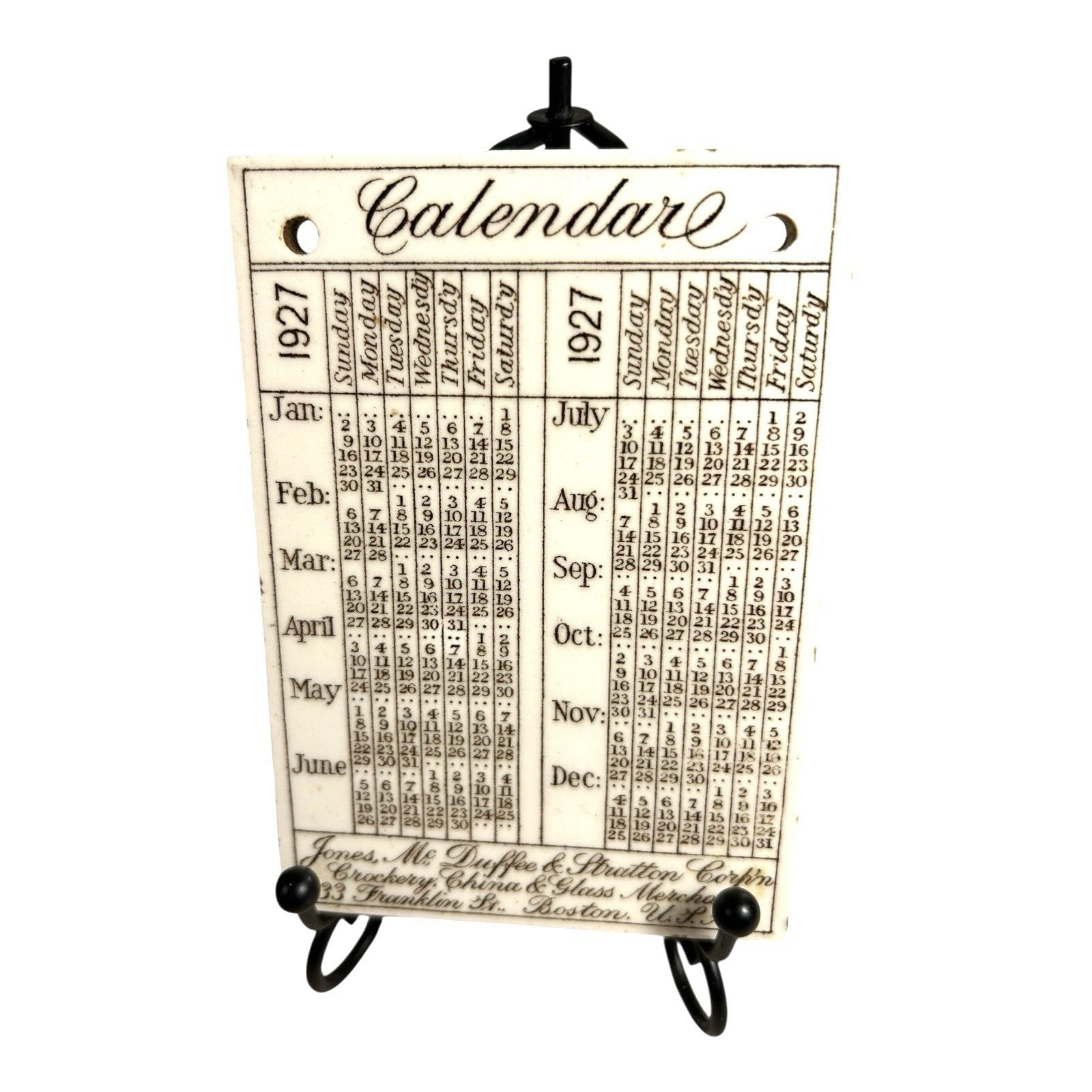 Antique Wedgwood 1927 Calendar Advertising Tile Longfellow's Wayside Inn Boston
