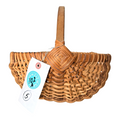 Vintage Primitive Woven Wood Buttocks Basket - Original Martha Stewart Tag