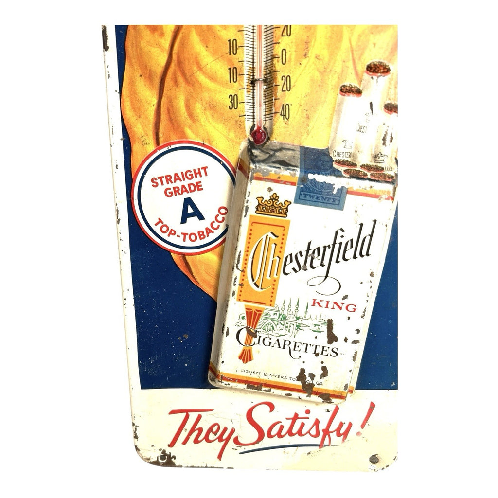 Antique Chesterfield Cigarettes Advertising Thermometer - Working - Tobacco Ad