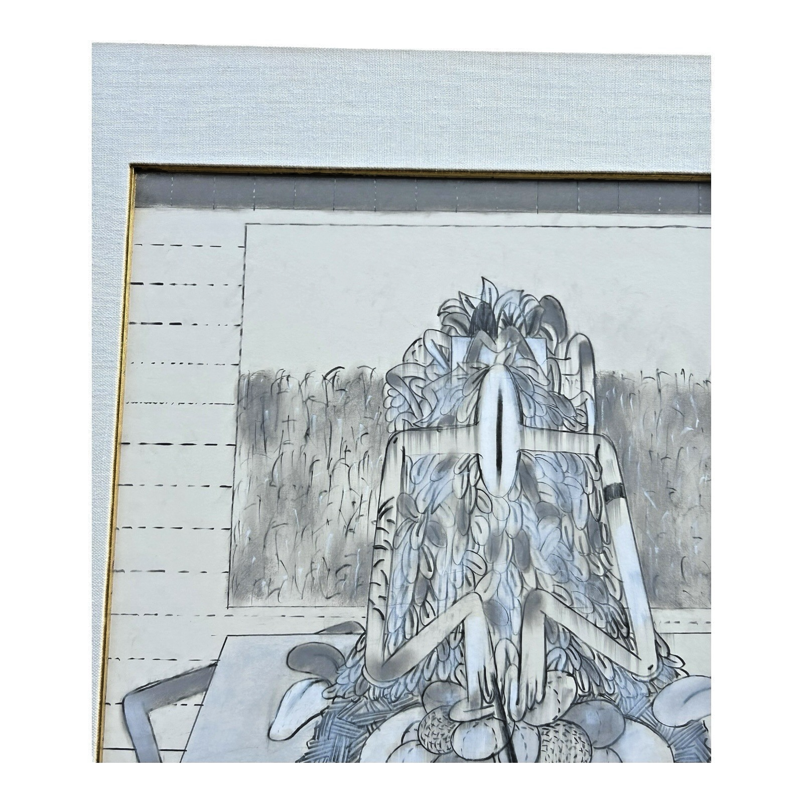 Vintage Original Mid Century Surrealist Pencil & Pastel Drawing - Kerig Pope