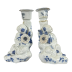 Antique Japanese Hirado Porcelain Figural Boy Candlestick Pair with Companion
