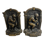 Vintage Cast Iron The Thinker Bookends with Copper Finish