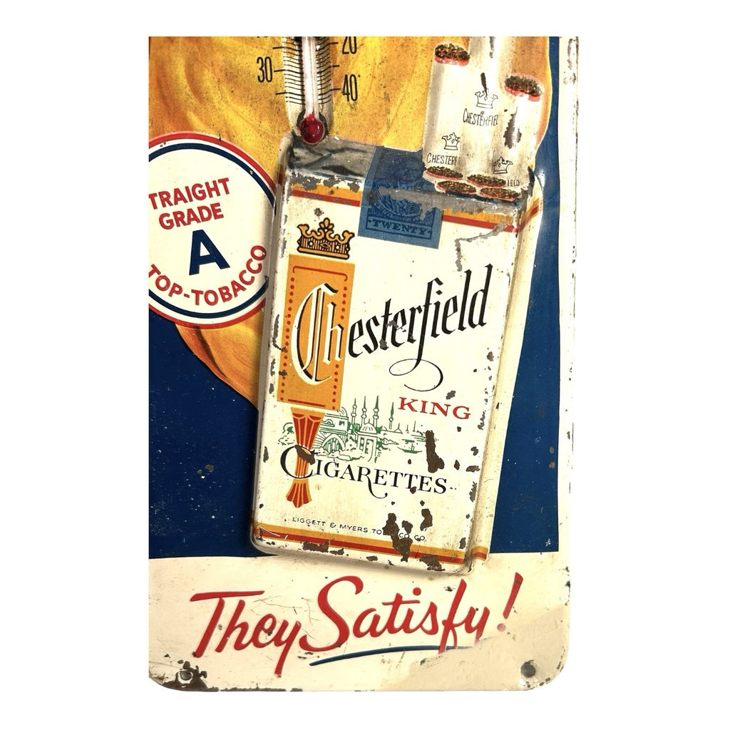 Antique Chesterfield Cigarettes Advertising Thermometer - Working - Tobacco Ad