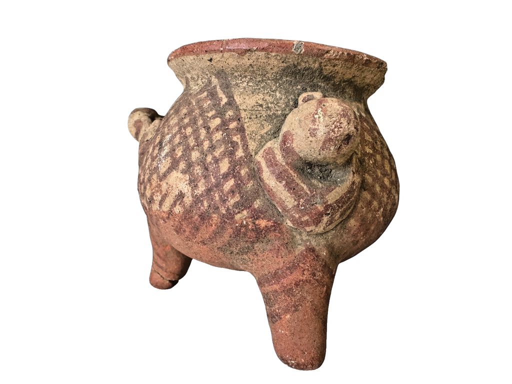 Antique Pre-Columbian Primitive Handmade Terracotta Tripod Bowl