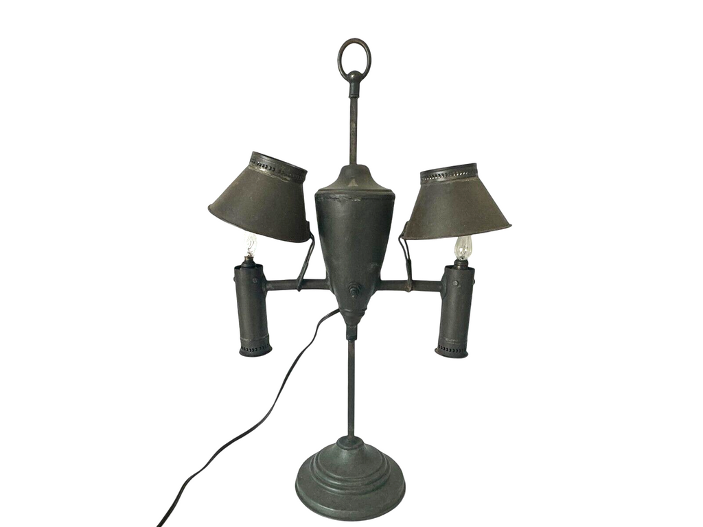 Antique Industrial Student Desk Lamp Double Shade Central Font Metal Lamp