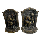 Vintage Cast Iron The Thinker Bookends with Copper Finish