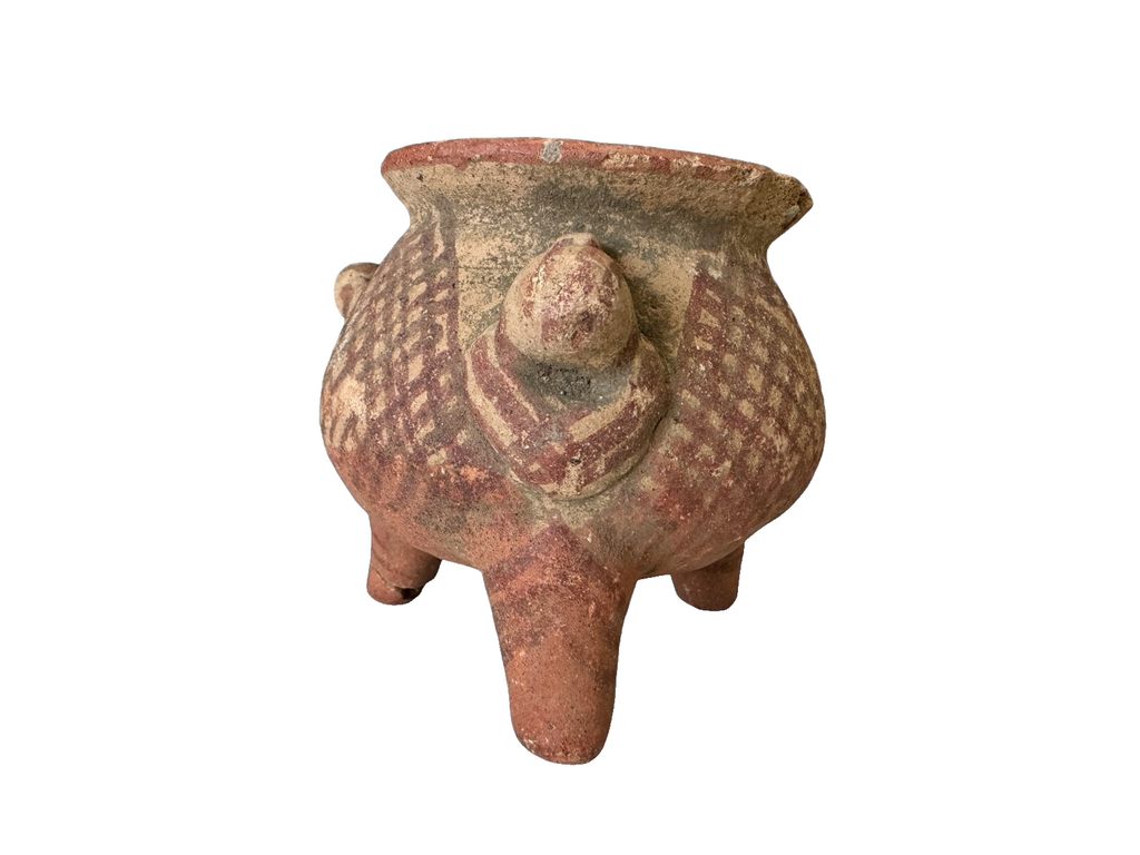 Antique Pre-Columbian Primitive Handmade Terracotta Tripod Bowl