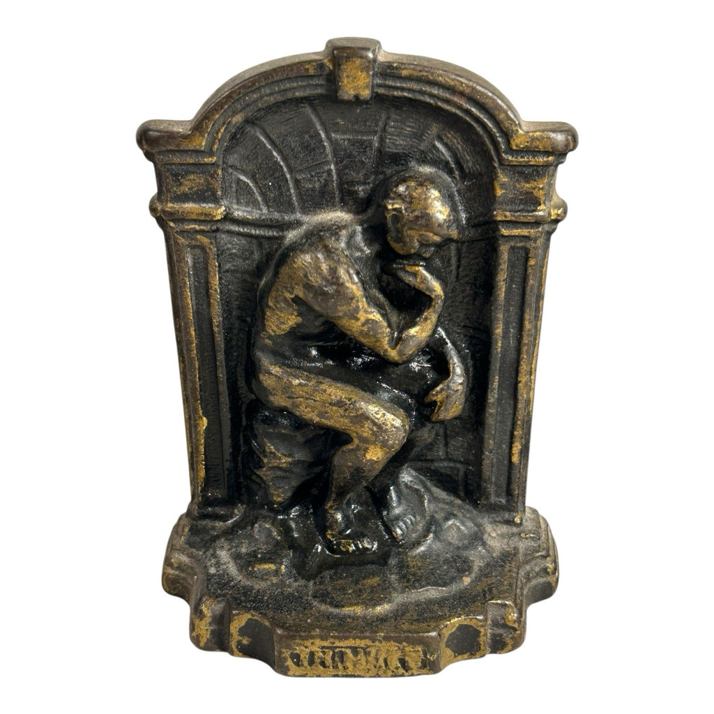 Vintage Cast Iron The Thinker Bookends with Copper Finish