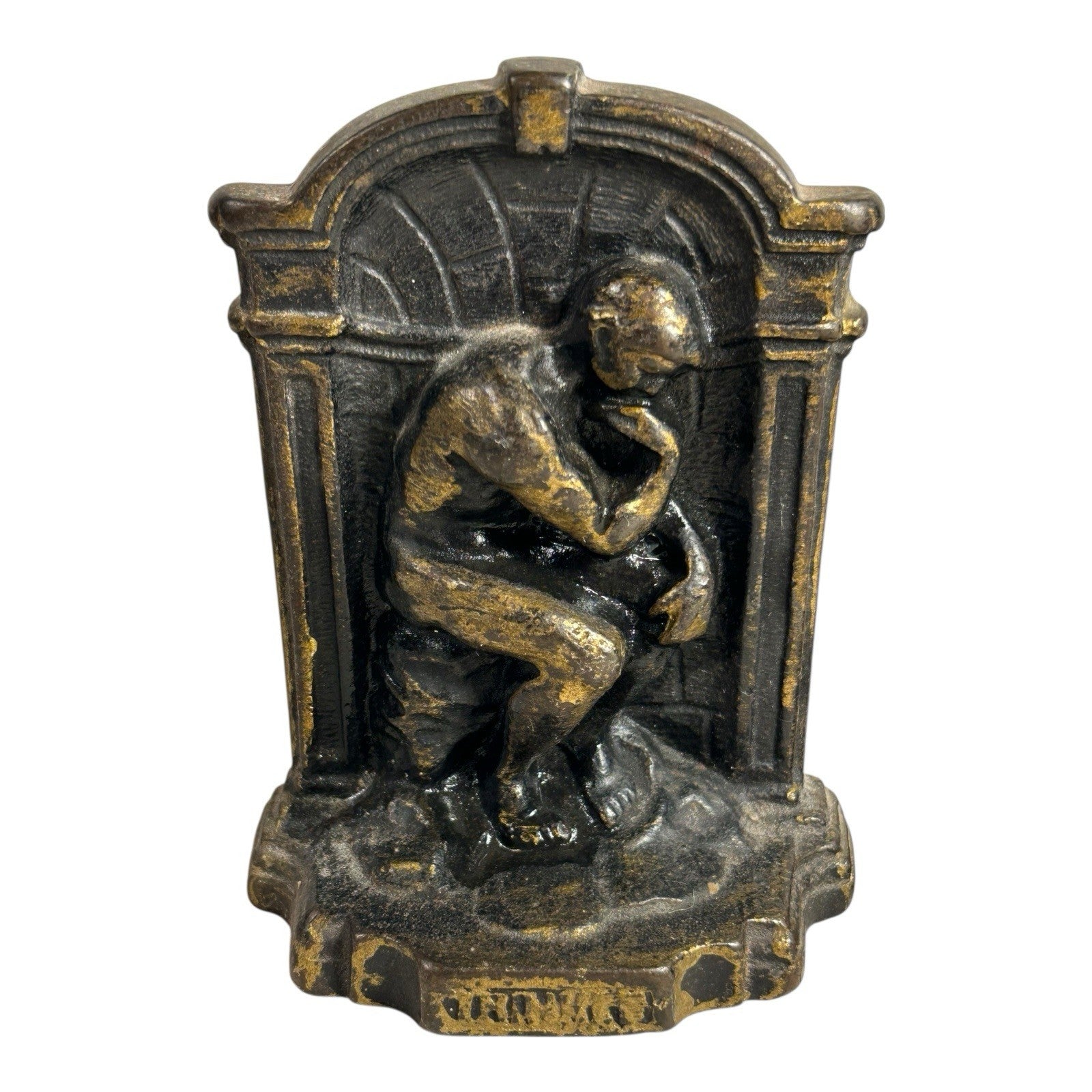 Vintage Cast Iron The Thinker Bookends with Copper Finish